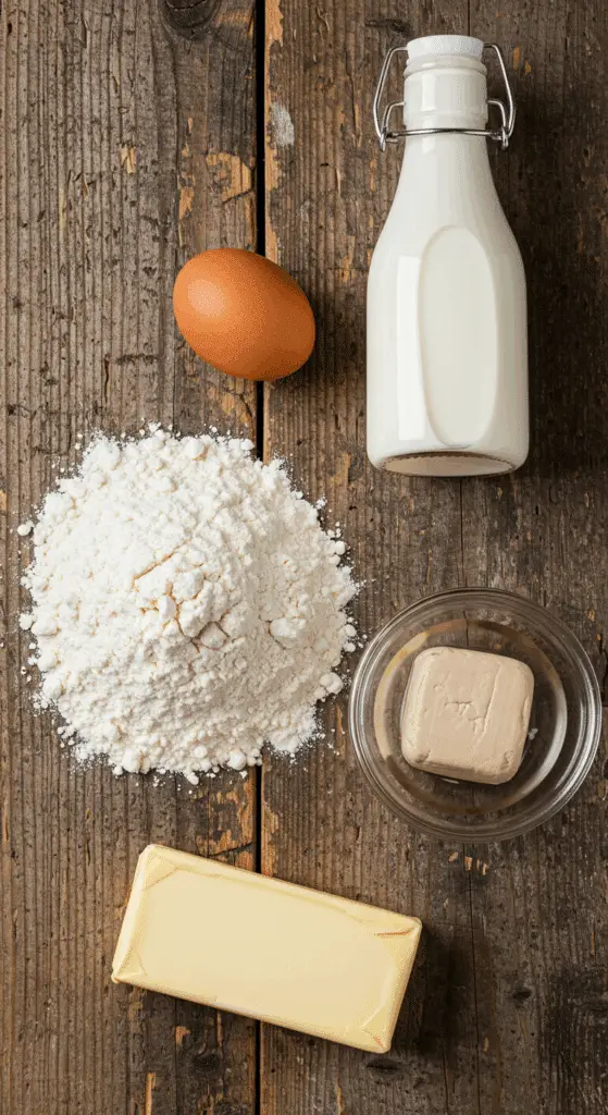The simple, classic ingredients for making homemade, from-scratch Parker House Rolls.