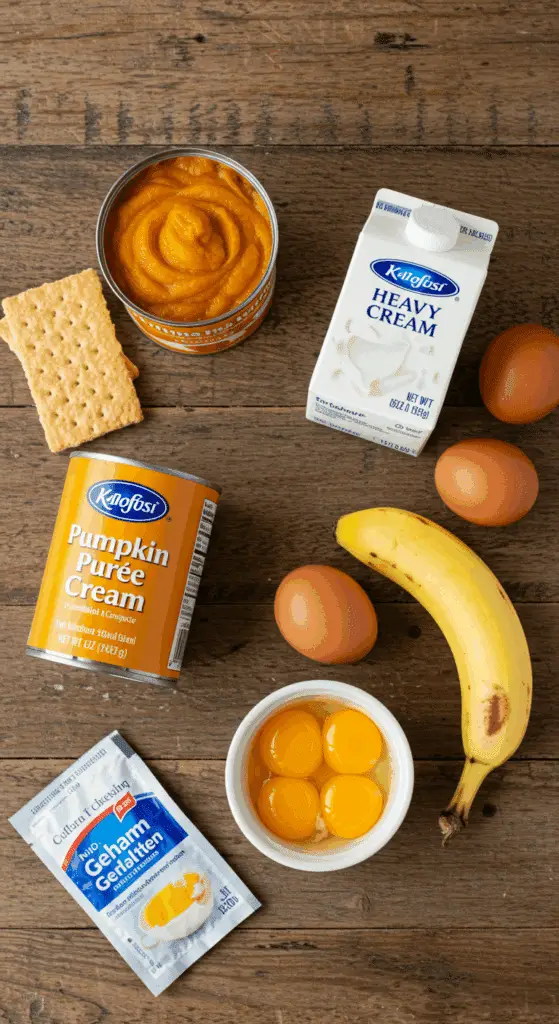 The classic, from-scratch ingredients for the homemade Pumpkin Banana Mousse Tart recipe.