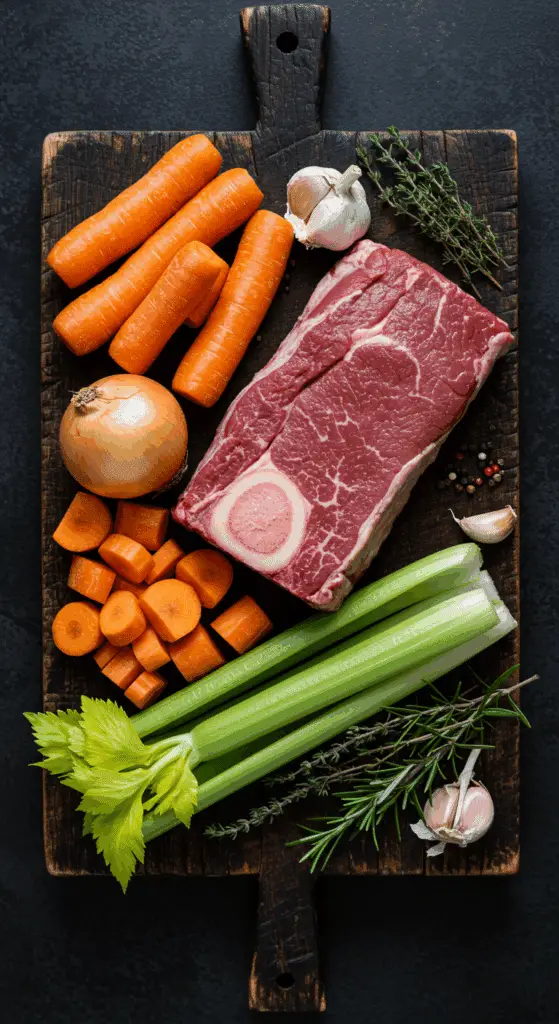 The fresh, rustic ingredients for a classic Slow Cooker Beef Pot Roast.