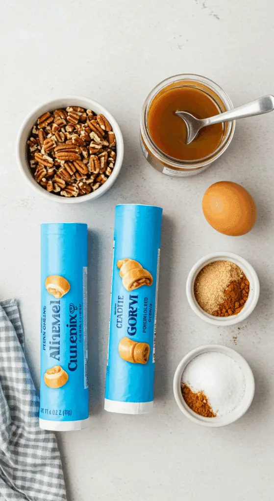 The simple, convenient ingredients for the easy Pecan Pull-Apart Bread recipe.