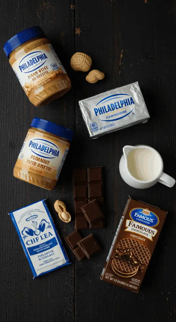 The simple, classic ingredients for the easy, no-bake Chocolate Peanut Butter Pie recipe.