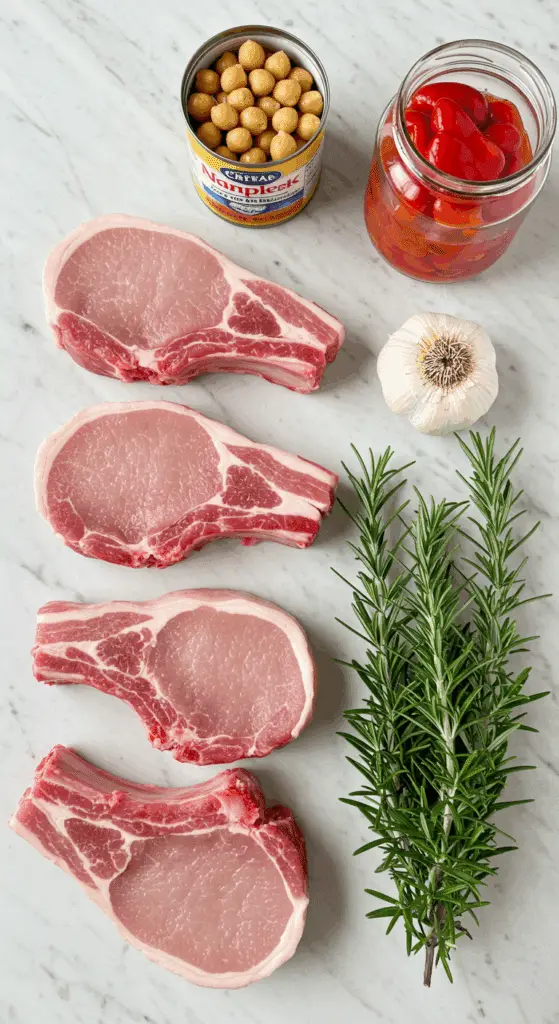 The fresh, wholesome ingredients for the healthy, from-scratch Sheet Pan Pork Chops recipe.