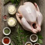 The simple, classic ingredients for the Juicy Mayo Roasted Turkey recipe.