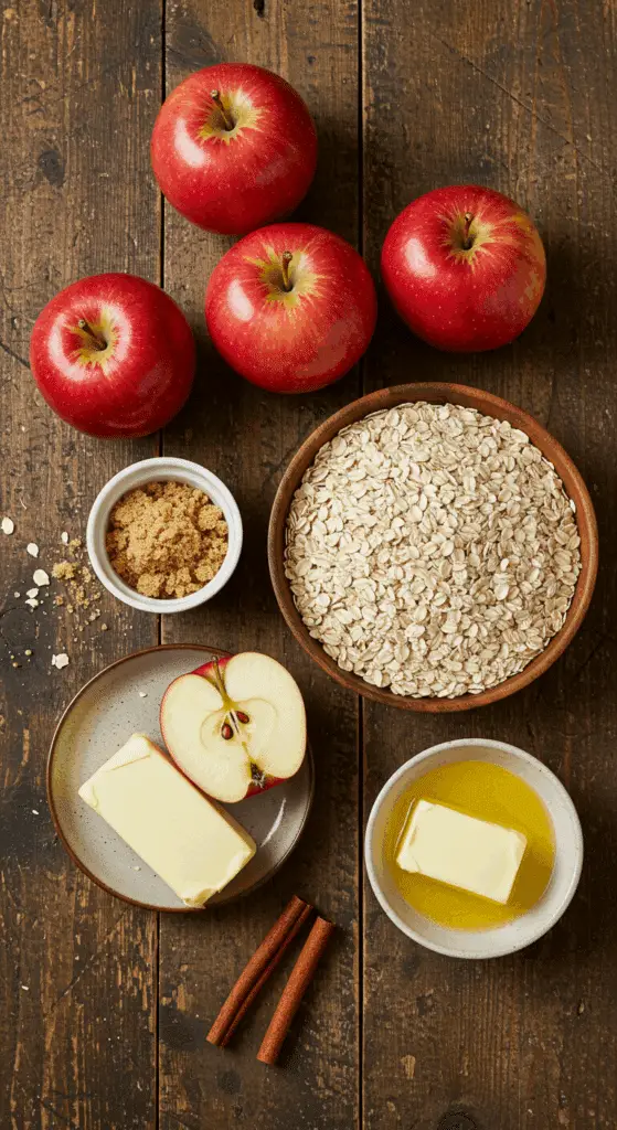 The fresh, seasonal ingredients for the easy Sheet-Pan Apple Crumble recipe.