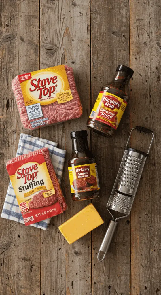 The simple, from-scratch ingredients for the easy and quick BBQ Meatloaf Muffins recipe.