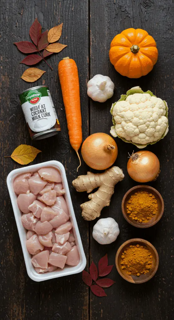 The fresh, from-scratch ingredients for the easy and creamy Cauldron Curry recipe.
