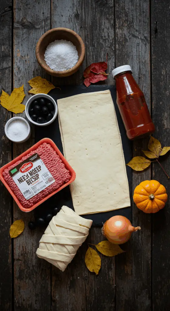 The simple, from-scratch ingredients for the easy and fun Mummy Meatloaf recipe.