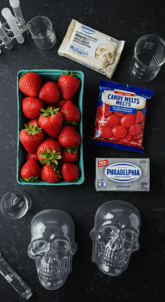 The simple, from-scratch ingredients for the easy and spooky "Melting" Skull Cake recipe.