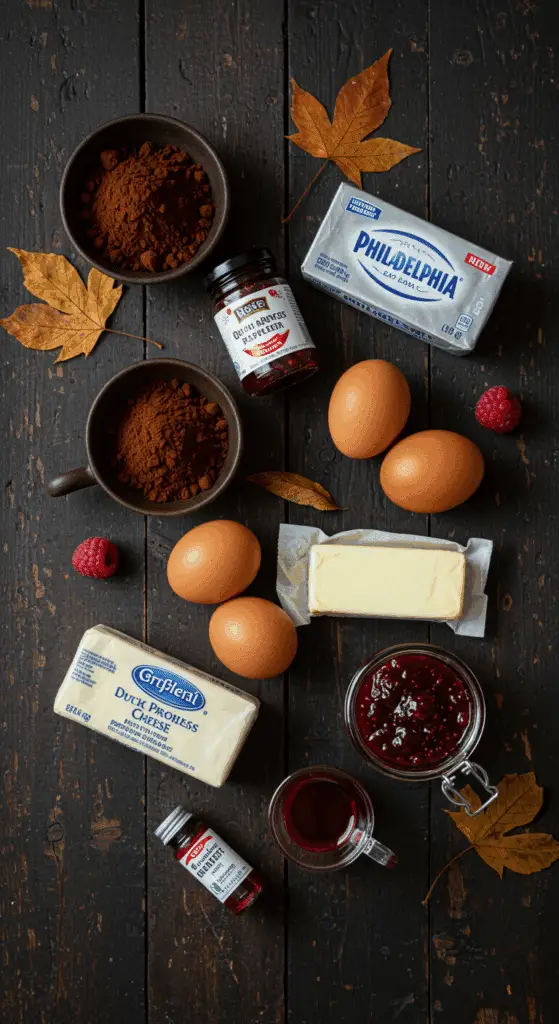The simple, from-scratch ingredients for the easy and spooky Red Velvet Vampire Cupcakes recipe.