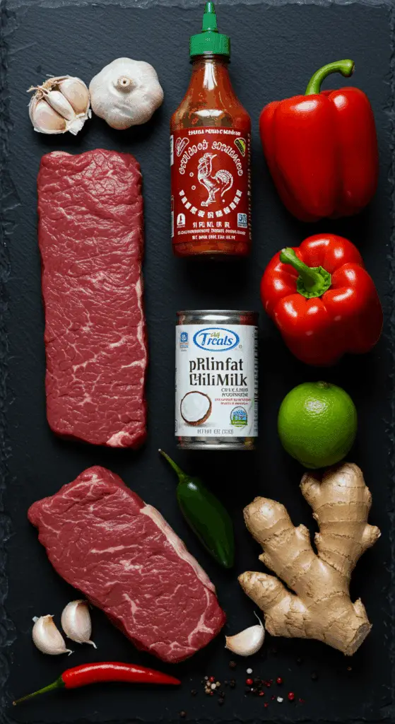 The fresh, from-scratch ingredients for the classic, easy, and spicy Beef Stir Fry recipe.