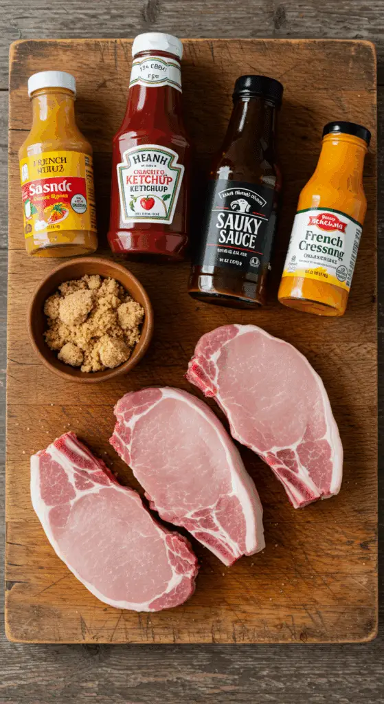 The simple, from-scratch ingredients for the classic and easy Sweet BBQ Pork Chops recipe.