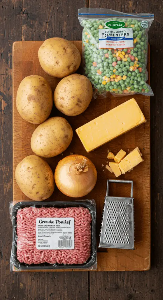The classic, from-scratch ingredients for the hearty and easy Shepherd's Pie (Cottage Pie) recipe.