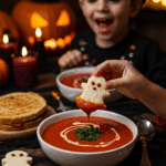 'Vampire Blood' Tomato Soup with Halloween Sammies ingridients