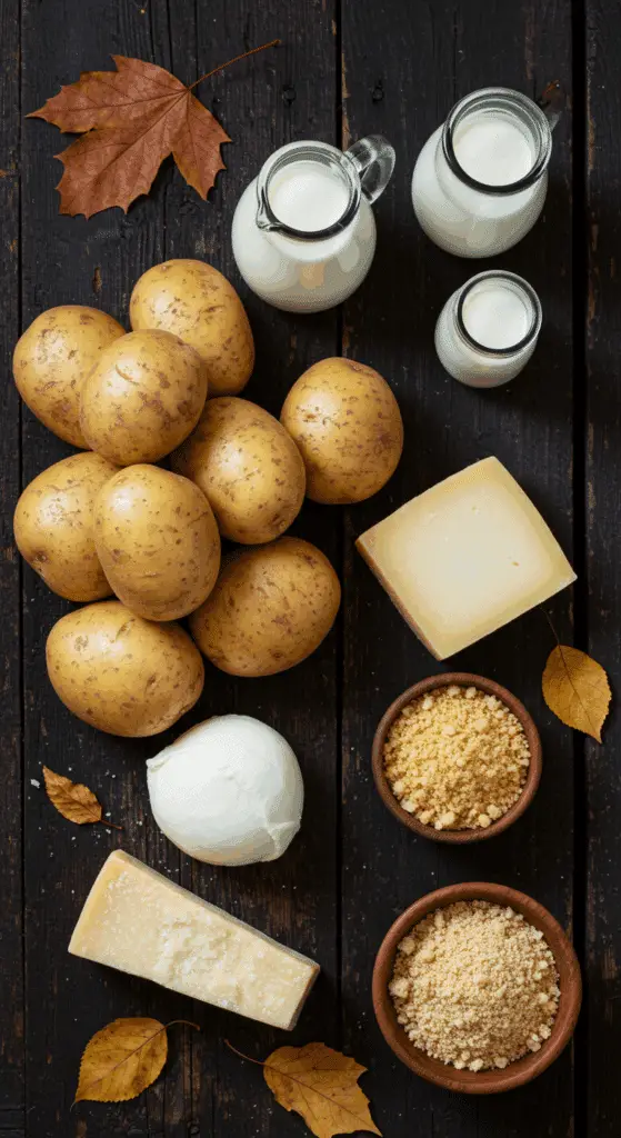 The simple, from-scratch ingredients for the classic and impressive Holiday Baked Mashed Potatoes.