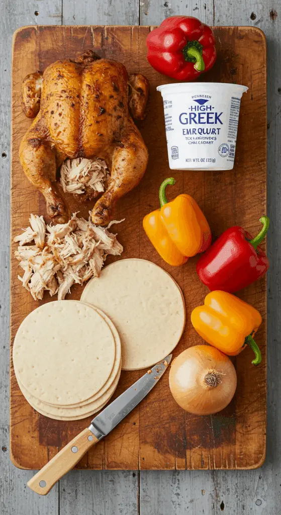 The simple, from-scratch ingredients for the easy and creamy Baked Chicken Empanadas recipe.