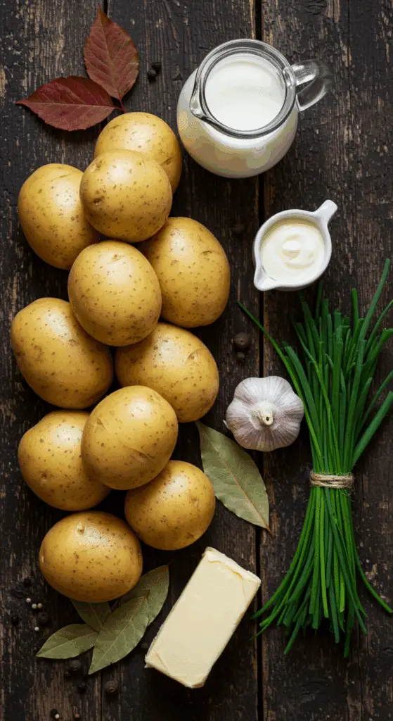 The simple, from-scratch ingredients for the classic and impressive Holiday Creamy Mashed Potatoes.