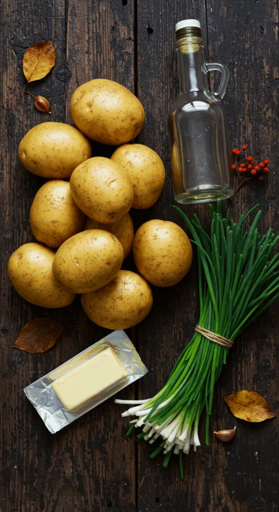 The simple, from-scratch ingredients for the classic and impressive Holiday Crispy Smashed Potatoes.