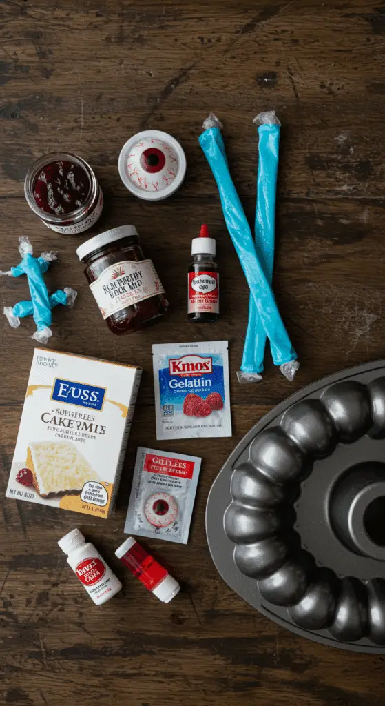 The simple, from-scratch ingredients for the easy and spooky Eyeball Lava Cake.