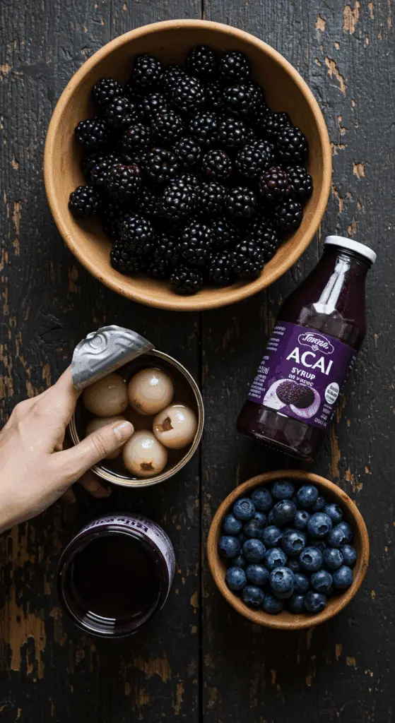 The fresh, from-scratch ingredients for the easy and spooky "Eyeball" Punch recipe.