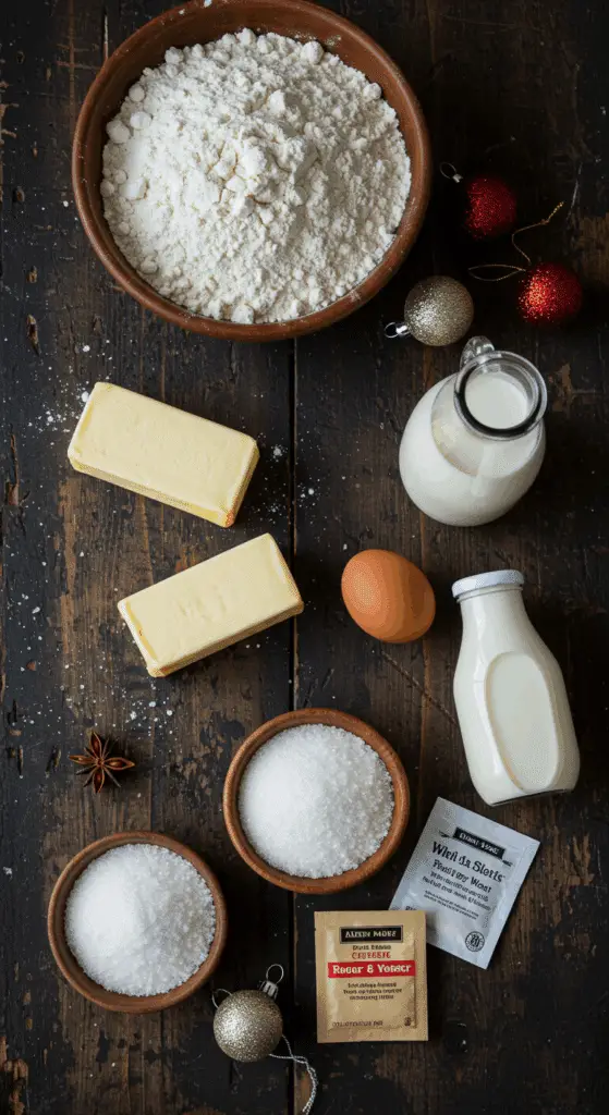 The simple, from-scratch ingredients for the classic and impressive Holiday Parker House Rolls.