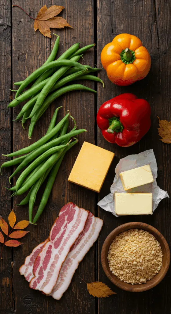 The simple, from-scratch ingredients for the classic and impressive Holiday Green Bean Casserole.