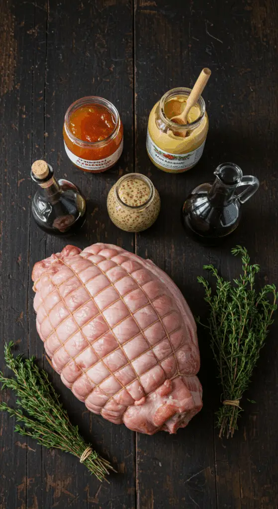 The simple, from-scratch ingredients for the classic and impressive Holiday Glazed Spiral-Cut Ham.