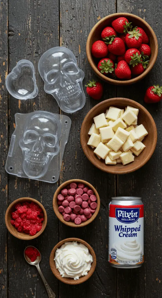 The simple, from-scratch ingredients for the easy and spooky "Melting" Skull Cake.