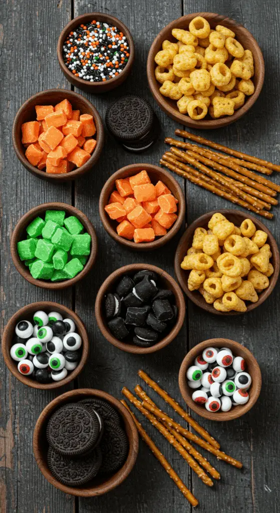 The simple, from-scratch ingredients for the easy and spooky Melting Witches Halloween Bark recipe.