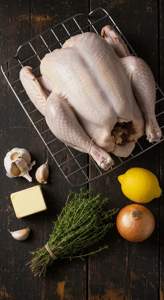 The simple, from-scratch ingredients for the classic and impressive Holiday Perfect Roast Turkey.