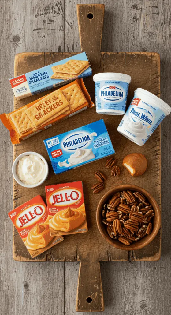 The simple, shortcut ingredients for the classic and easy No-Bake Pumpkin Delight recipe.