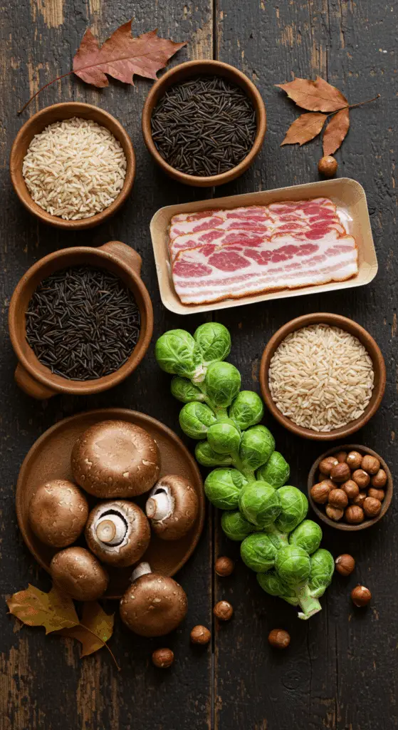 The simple, from-scratch ingredients for the classic and impressive Holiday Wild Rice Stuffing.