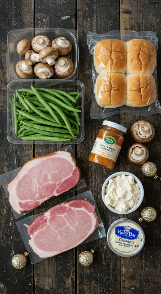 The simple, from-scratch ingredients for the classic and easy Sheet Pan Holiday Ham Dinner.