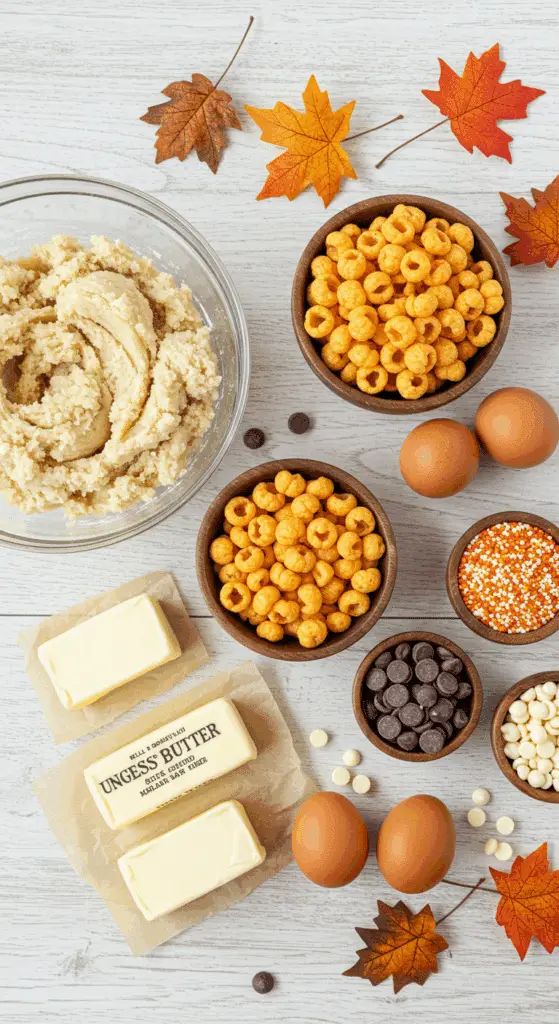 The simple, from-scratch ingredients for the easy and festive Thanksgiving Cornucopia Cookies.