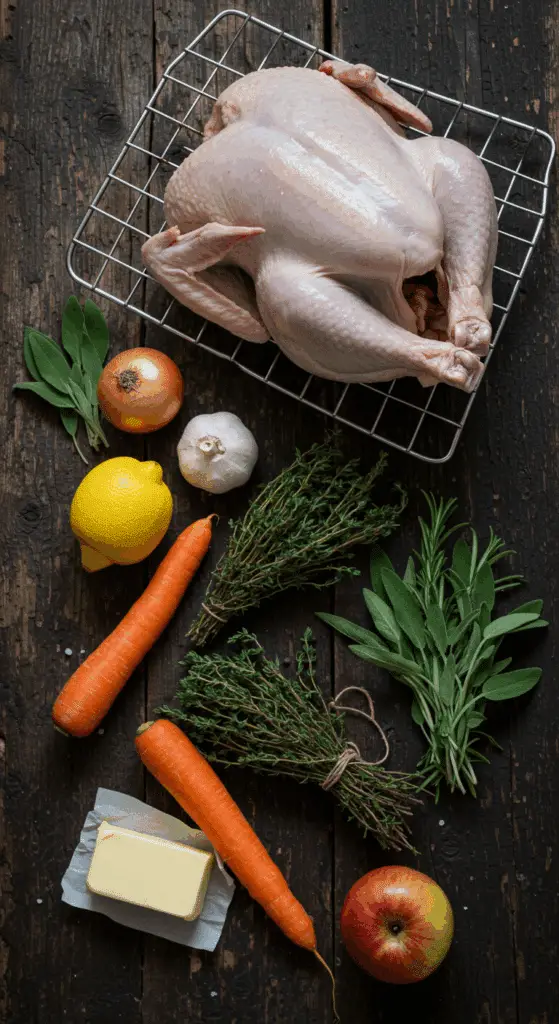 The simple, from-scratch ingredients for the classic and impressive Holiday Simple Roast Turkey.
