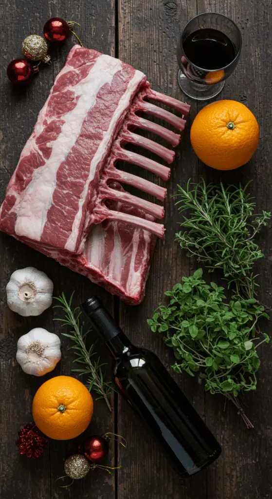 The simple, from-scratch ingredients for the classic and impressive Holiday Broiled Lamb Chops.