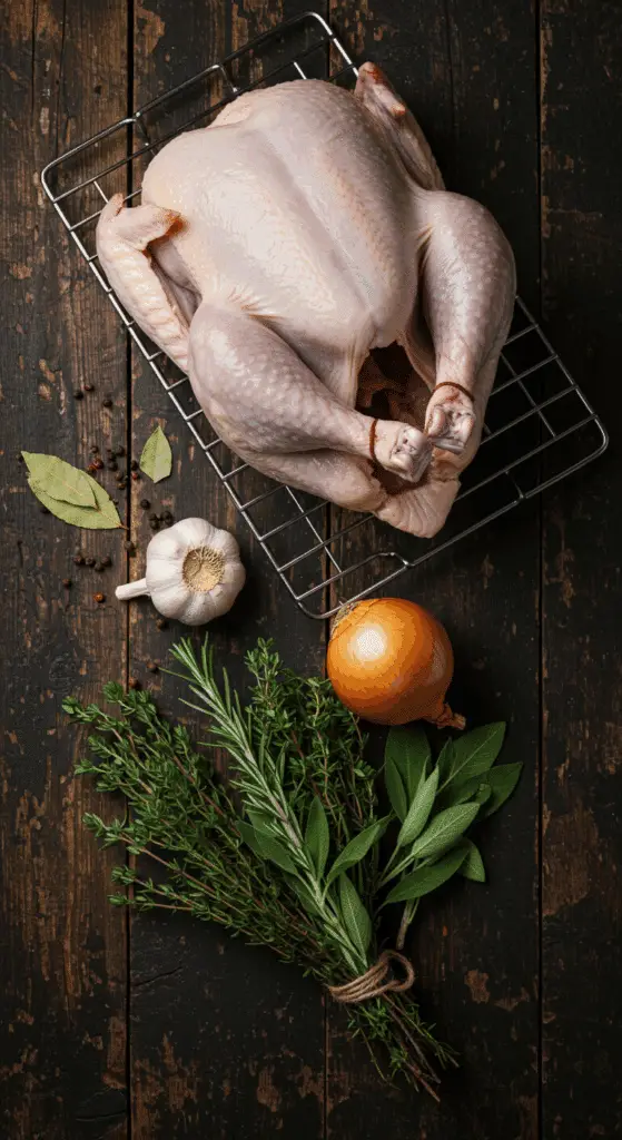 The simple, from-scratch ingredients for the classic and impressive Holiday Simple Roast Turkey.