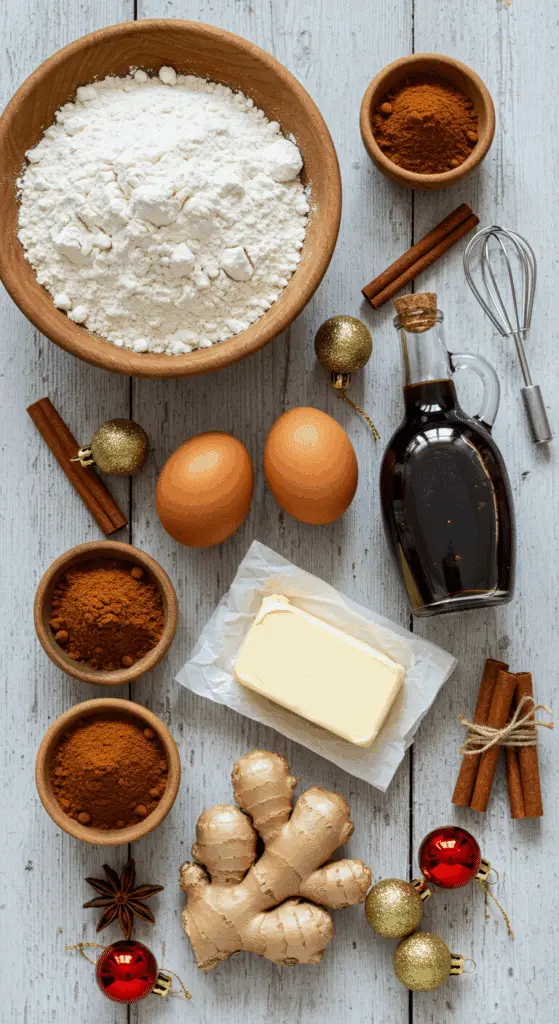 The simple, from-scratch ingredients for the classic and impressive Holiday "Grandma's" Gingersnap Cookies.
