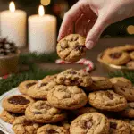 The impressive, homemade platter of beautiful and festive "Grandma's" Fruitcake Cookies being served as the centerpiece on a cookie platter at a sophisticated Christmas party.