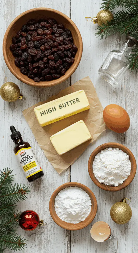 The simple, from-scratch ingredients for the classic and impressive Holiday "Grandma's" Lemon-Raisin Cookies.