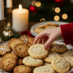 The impressive, homemade platter of beautiful and festive "Grandma Minnie's" Old-Fashioned Sugar Cookies being served as the centerpiece on a cookie platter at a sophisticated Christmas party.