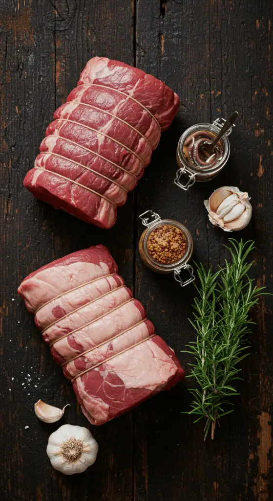 The simple, from-scratch ingredients for the classic and impressive Holiday Tender Roast Beef.